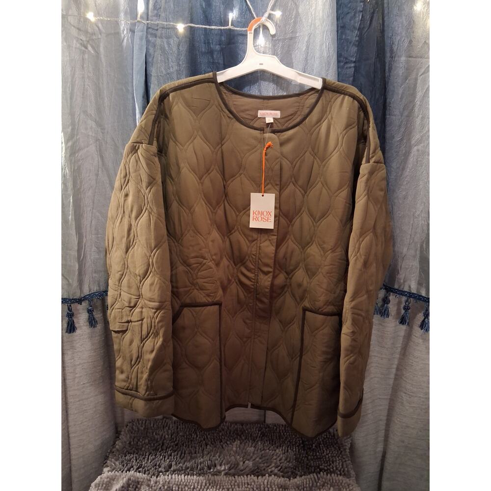 Knox rose olive green quilted barn coat boho cottage core farm style nwt sz 1x